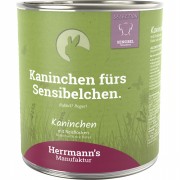 Kaninchen NICHT BIO mit Reisflocken Karotte Apfel 800g Hund Nassfutter Herrmann